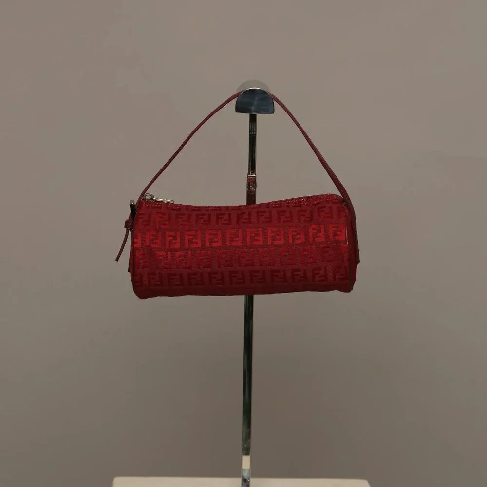SOLD Rare FENDI Zucchino Barrel Pochette Red - Picture 2 of 12